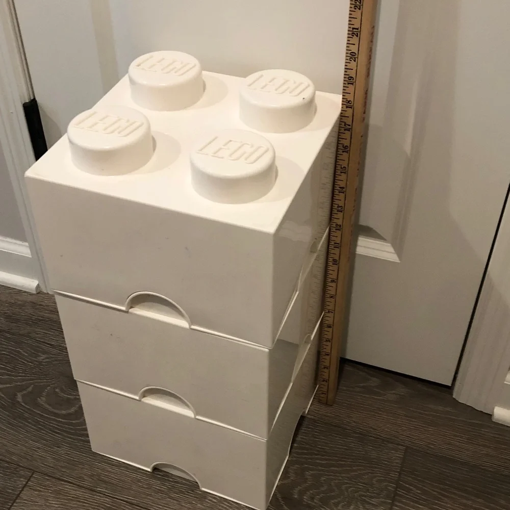 White Lego Storage Brick 10 x 10 Storage Cube Container Set of 3 Pls Read